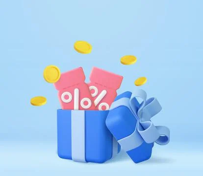 3D open gift box surprise, earn point concept, loyalty program and get rewards Stock Illustration