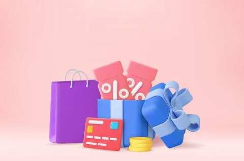 3D open gift box surprise, earn point concept, loyalty program and get rewards Stock Illustration