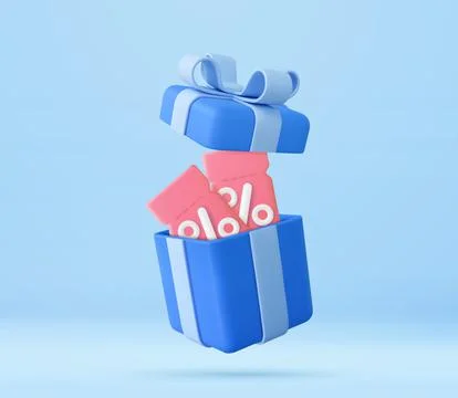 3D open gift box surprise, earn point concept, loyalty program and get rewards Stock Illustration