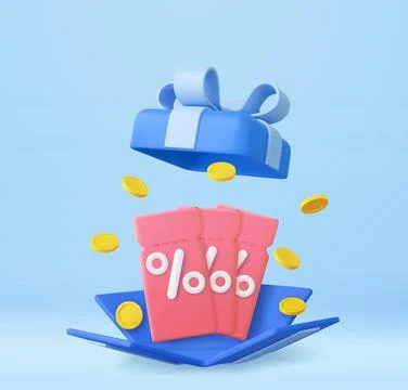 3D open gift box surprise, earn point concept, loyalty program and get rewards Stock Illustration