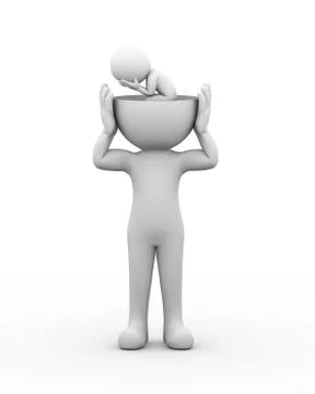 3d open head depressed sad person Stock Illustration