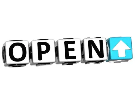 3d open navigation button cube text Stock Illustration