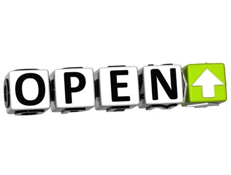 3d open navigation button cube text Stock Illustration