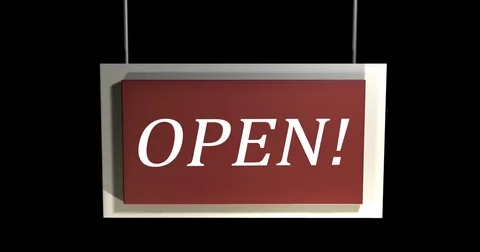 3D Open Sign flips down infront of camera  Includes Green Screen Vidéo 72450154
