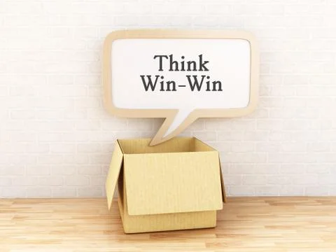 3d Opened box and Speech bubble with Think win-win 스톡 일러스트