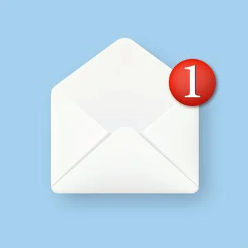 3d opened envelope mail with paper. Vector Stock Illustration