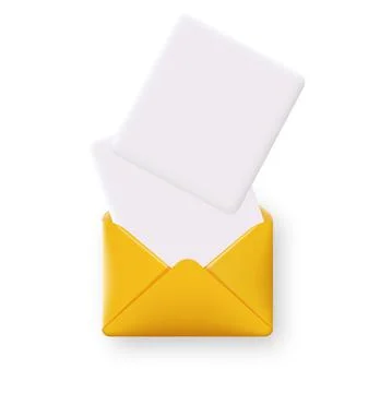 3d opened envelope mail with paper. Vector Stock Illustration