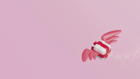 3d opened gift box with wings. happy new year concept, alpha channel Stock Footage 260218498