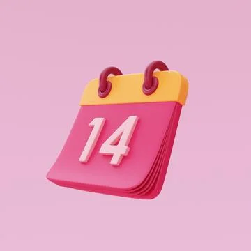 3d Opened pink calendar 14 February isolated on pink background. Happy Vale.. Stock Illustration