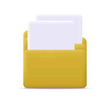 3d opened yellow folder icon. Vector Stock Illustration