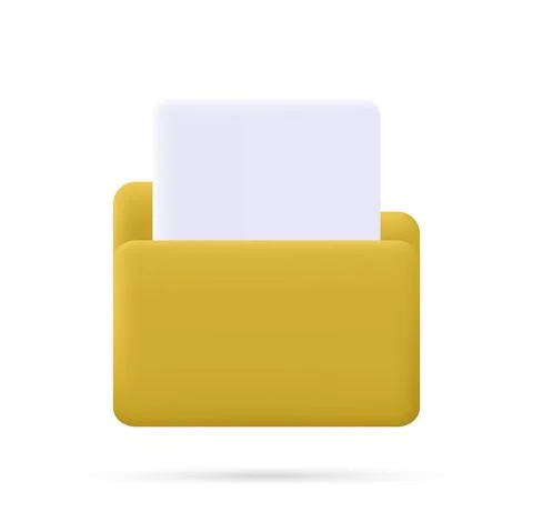 3d opened yellow folder icon. Vector Stock Illustration