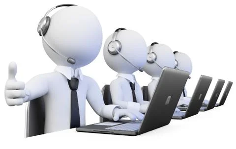 3d operators working in a call center Stock Illustration