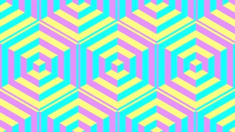 3D optical illusion. Electric colors Op Art video. 3D pattern. Cubes. 4K Stock Footage
