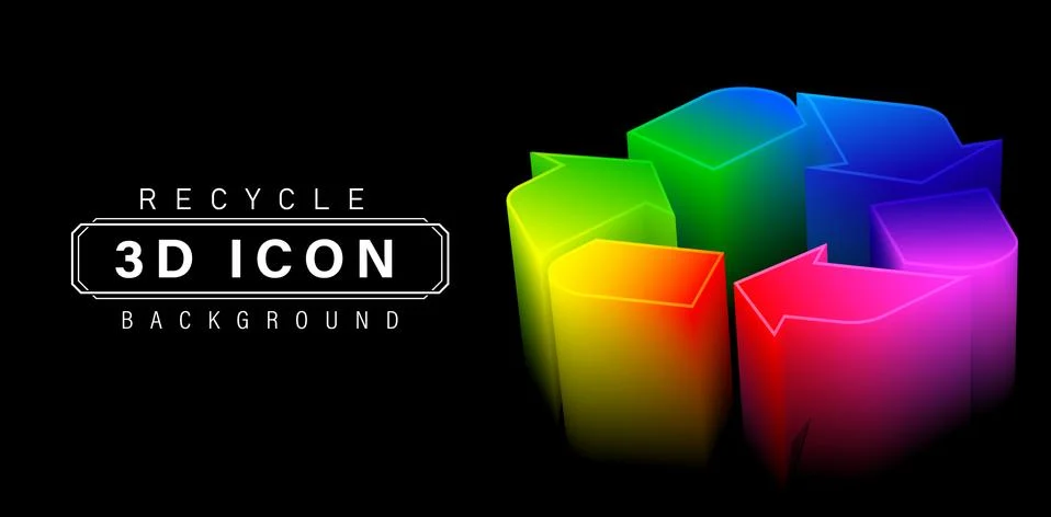 3d or three dimensional Recycle icon colors, set of shapes arrows recycled Stock Illustration