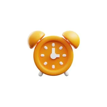 3d orange alarm clock, render watch, sleeping or deadline timer, vector clock Stock Illustration