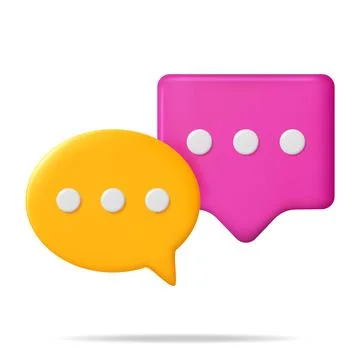 3D Orange and Purple Blank Speech Bubble Isolated Illustrazione stock