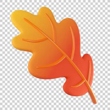 3D orange autumn oak leaf Stock Illustration