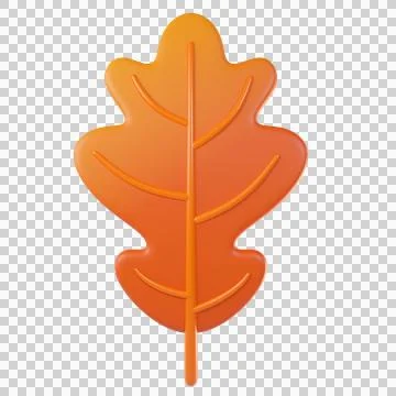 3D orange autumn oak leaf Stock Illustration