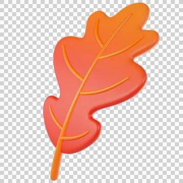 3D orange autumn oak leaf, Ilustración de archivo