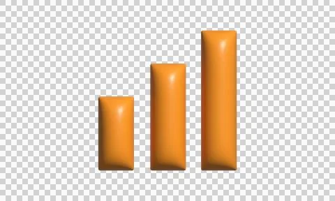 3D orange bar chart showing business growth and financial progress on white.. Stock Illustration