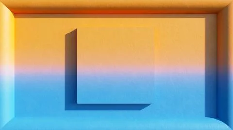 3D orange blue wall texture, Malevich square new interpretation, painting Stock Illustration