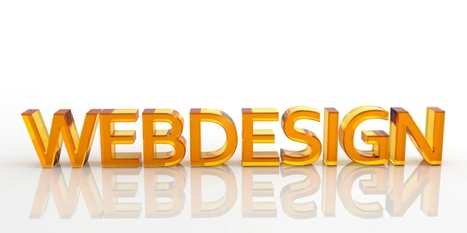 3D Orange Colored Webdesign Word - Made of Glass Stock Illustration