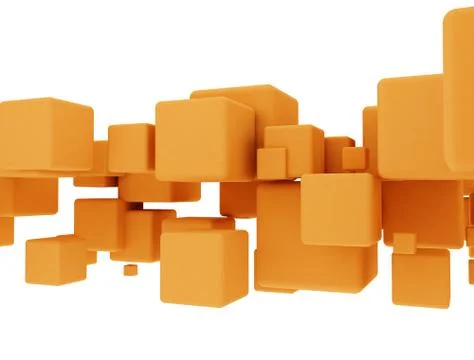 3D orange cubes abstract background Stock Illustration