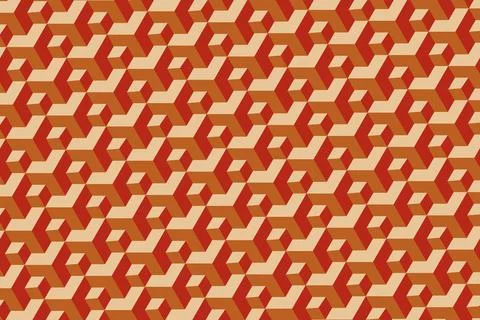 3D orange cubes and polygons pattern vector illustration. Isometric blocks. Stockillustratie