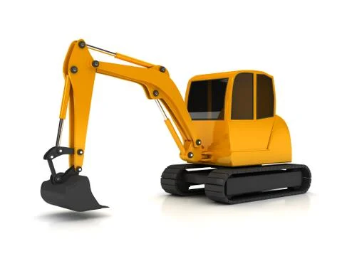 3d orange digger working on white background Stock Illustration