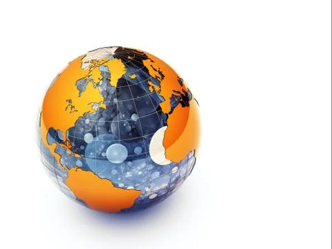 3d orange earth Stock Illustration
