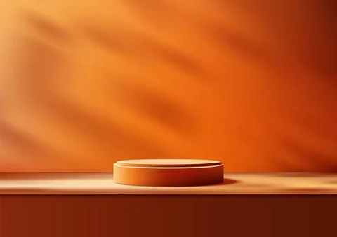 3D Orange Empty Podium on Beige Surface for Modern Product Display, Showcas.. Stock Illustration