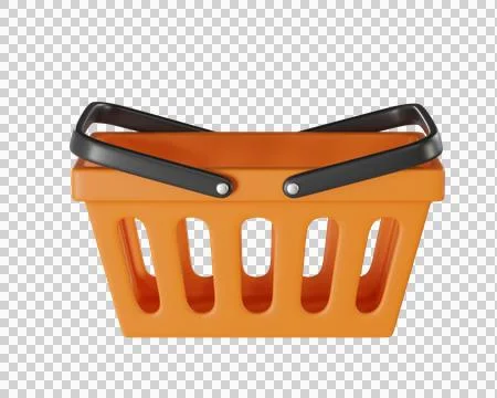 3d Orange empty Shopping Cart Illustrazione stock