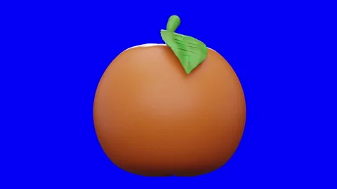 3D Orange Fruit Looping Animation Rotating on Blue Screen, High Quality Citrus M Stock Footage 344549287