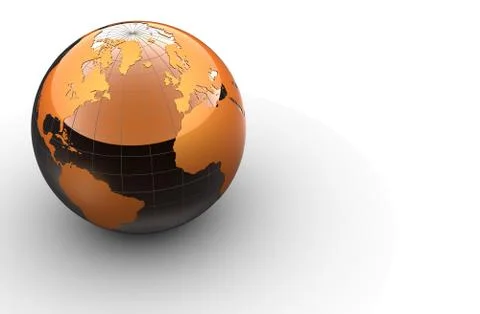 3d orange globe on white background Stock Illustration