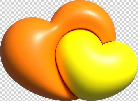 3D orange heart shape, icon heart, love and like buttons for emoji, heart s.. Stock Illustration