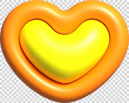 3D orange heart shape, icon heart, love and like buttons for emoji, heart s.. イラスト素材