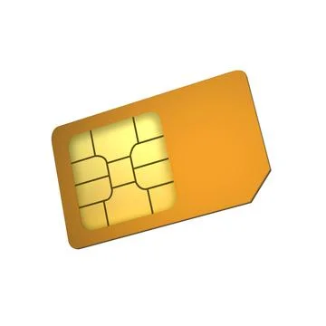3D orange mobile phone sim card chip Stock Illustration