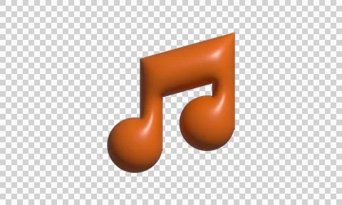 3D orange music note icon. Glossy musical symbol for audio and sound design.. Stock Illustration