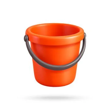 3D Orange Plastic Bucket With Carry Handle Stock-Illustration