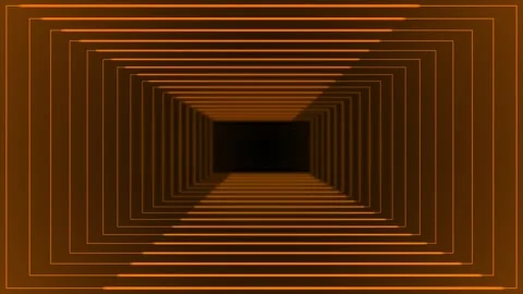 3d orange rectangular box tunnel neon light gradient, futuristic background Stock Footage 272648277