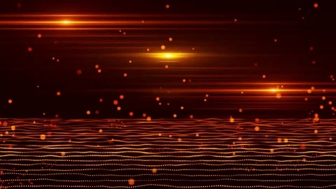 3D Orange Red Bouncing Cyber Particles Virtual Environment Background Stock Footage