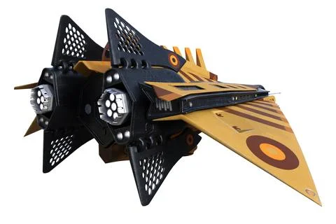 3D Orange spaceship Ilustración de archivo