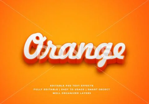 3d orange text style effect mockup - PSD Template Modello PSD