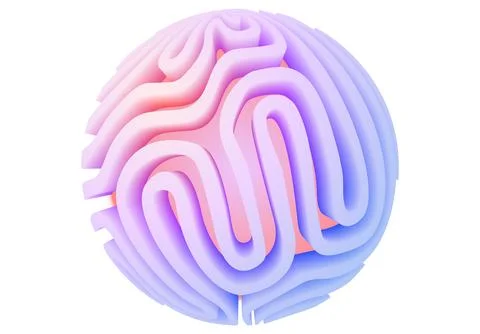 3d orb shape with algorithmic pattern and holographic color gradient. Scienti Stock Illustration