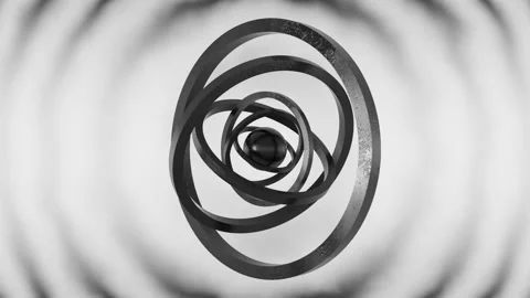 3d orbits revolve around a stationary sphere Stock Footage 154513755