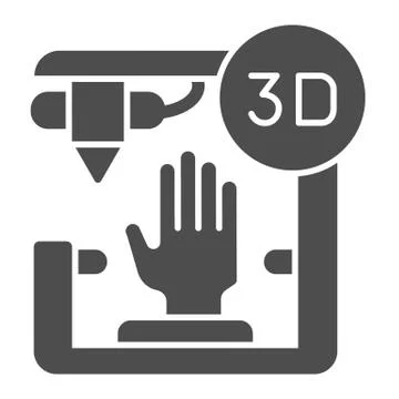 3D organ printing solid icon. Bionic hand printing vector illustration isolated イラスト素材