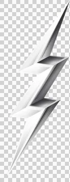 3D origami lightning bolt is being shown with sharp folded facets, transparent Stock Illustration