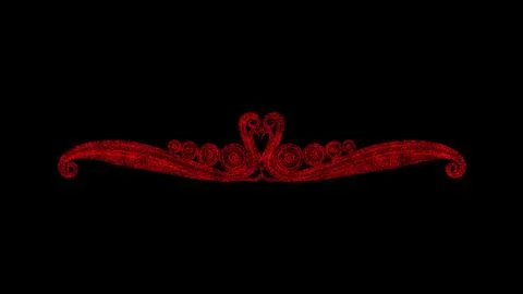 3D ornament on black bg. Object dissolved red flickering particles. Busines.. Illustrazione stock