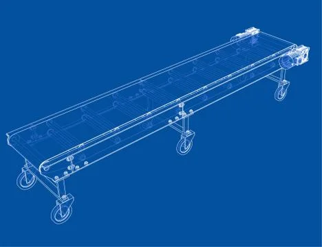 3D outline conveyor belt. Vector rendering of 3d Stock Illustration
