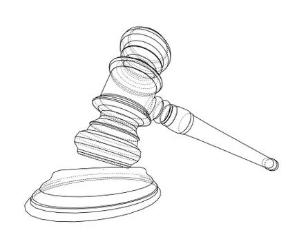 3D outline gavel. Vector rendering of 3d Stock Illustration